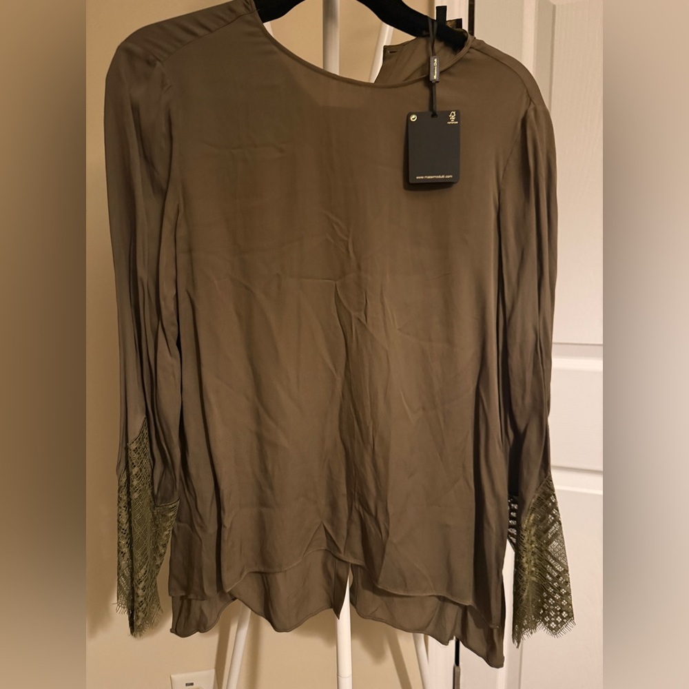 Massimo Dutti Khaki Blouse Brown Green